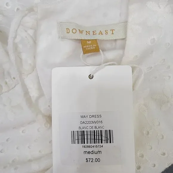 Downeast Eyelet Dress M White Cotton Fit & Flare Cottagecore - Picture 5 of 9